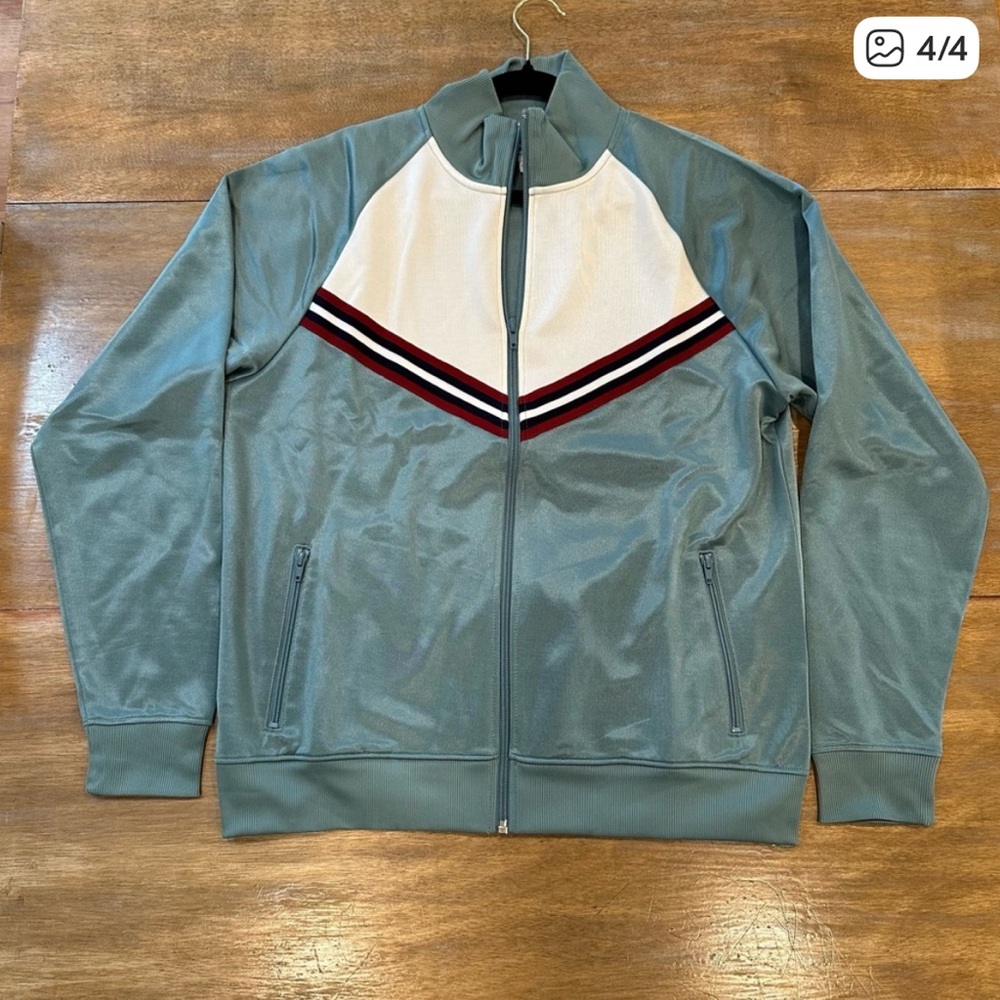 AMERICAN APPAREL LARGE WOMENS TRACK JACKET ZIP UP W/POCKETS FULL LENGTH. NWOT
